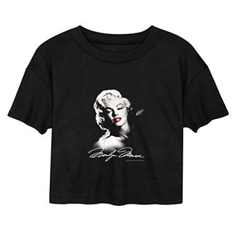 Juniors' Marilyn Monroe Portrait Cropped Tee