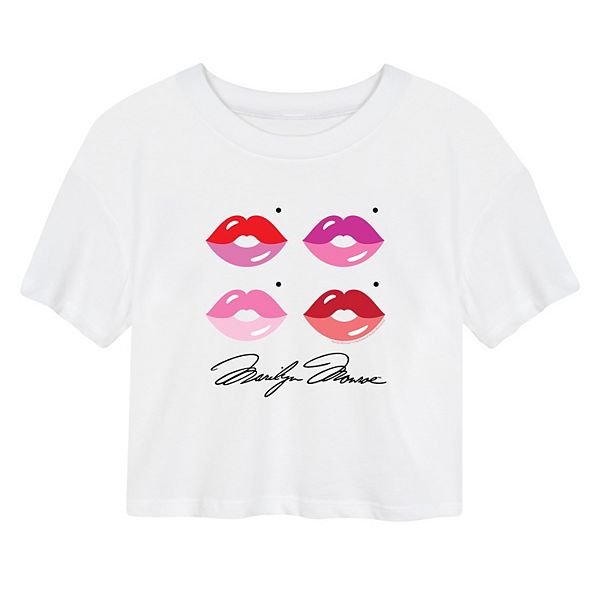 Juniors' Marilyn Monroe Lips Cropped Tee