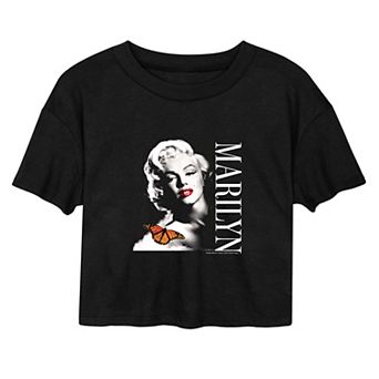Juniors' Marilyn Monroe Butterfly Cropped Tee