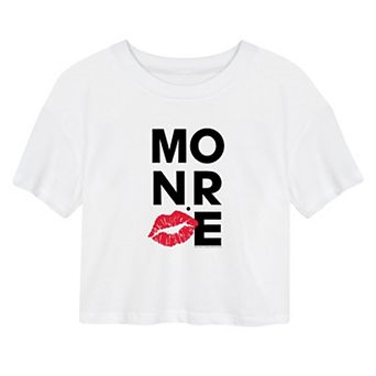 Juniors' Marilyn Monroe Kiss Print Cropped Tee