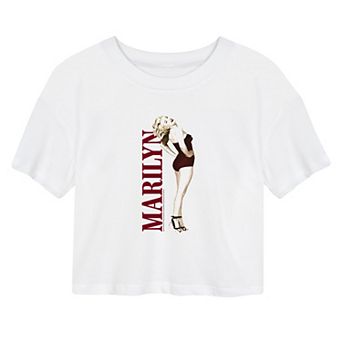 Juniors' Marilyn Monroe Pin Up Cropped Tee
