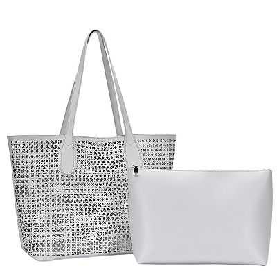 Miztique Vegan Leather Printed Tote Bag and Pouch Set