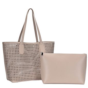 Miztique Vegan Leather Printed Tote Bag and Pouch Set