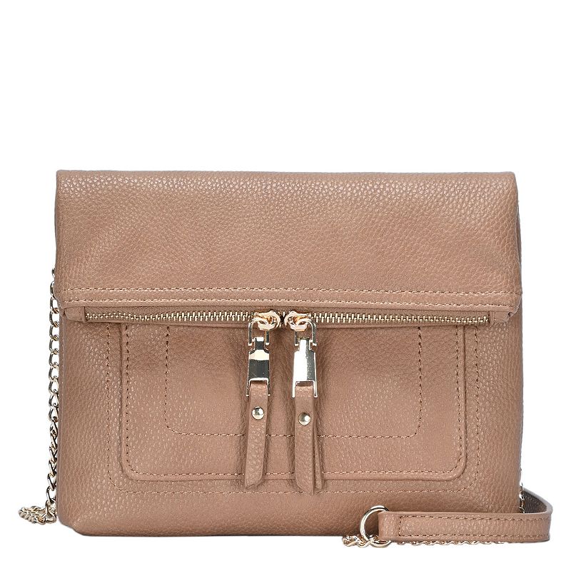 Miztique Vegan Leather Crossbody Bag, Beige Khaki