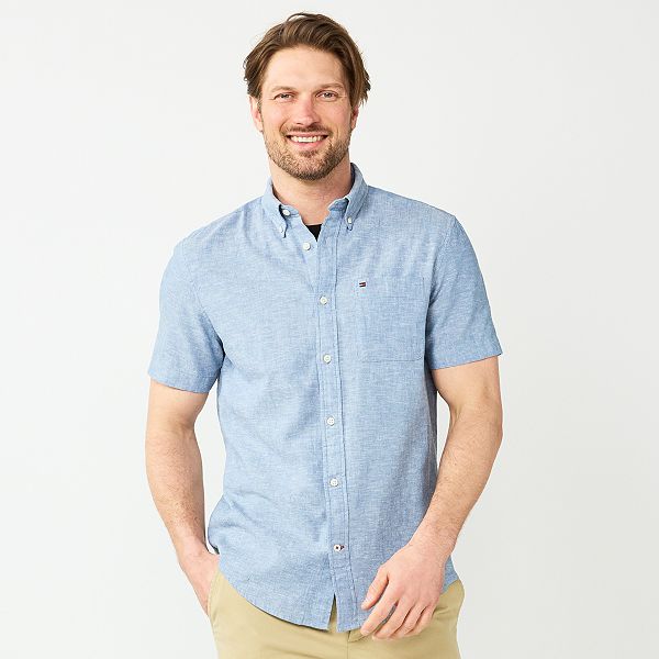 Men's Linen Custom-Fit Button-Down Shirt