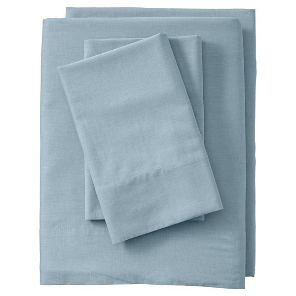 Lands' End Garment Washed Cotton Hemp Blend Sheet Set with Pillowcases