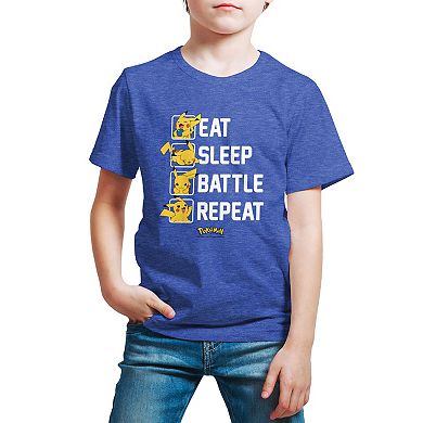 Boys 8-20 Pokemon Eat Sleep Battle Graphic Tee
