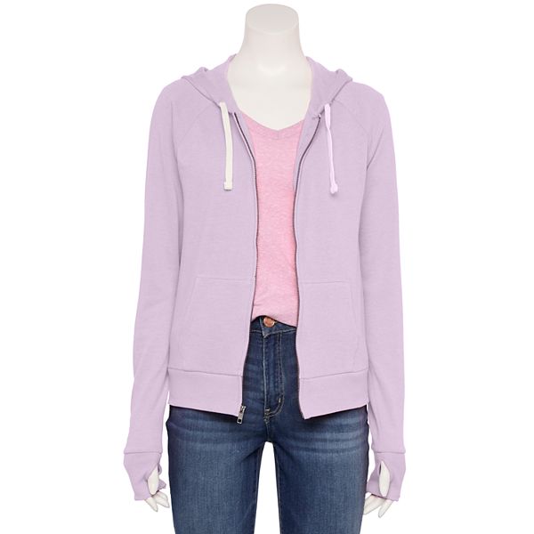 Juniors' SO® Solid Front-Zip Drawstring Hoodie