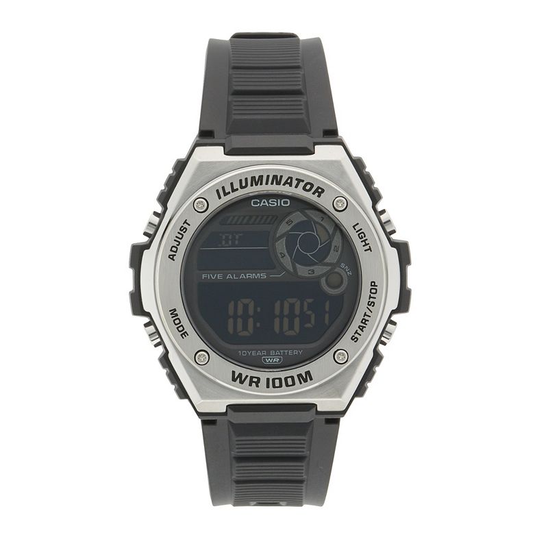 Men's Casio Metal Bezel Digital Chronograph Watch - MWD100H-1BV, Size: Large, Black