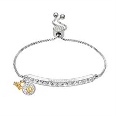 Brilliance Crystal Butterfly Charm Adjustable Bar Bracelet, Women's, Size: 7, Grey