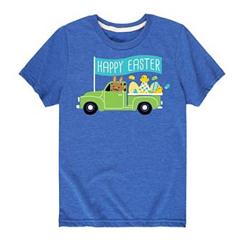 Boys 8-20 Happy Easter Truck With Bunny Graphic Tee