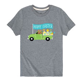 Boys 8-20 Happy Easter Truck With Bunny Graphic Tee