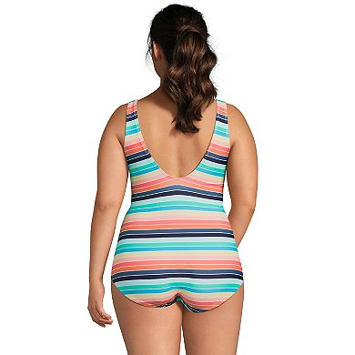 Plus Size Lands' End Tugless UPF 50 Sporty One-Piece Swimsuit