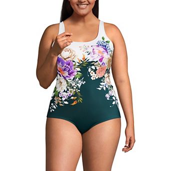 Plus Size Lands' End Tugless UPF 50 Sporty One-Piece Swimsuit