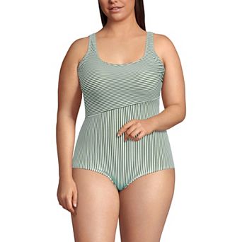 Plus Size Lands' End Tugless UPF 50 Sporty One-Piece Swimsuit