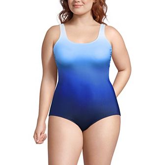 Plus Size Lands' End Tugless UPF 50 Sporty One-Piece Swimsuit
