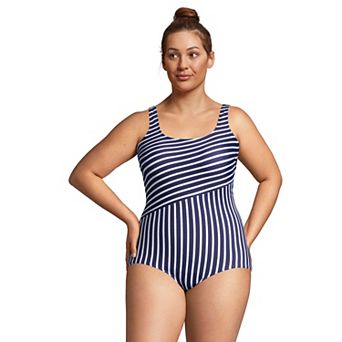 Plus Size Lands' End Tugless UPF 50 Sporty One-Piece Swimsuit