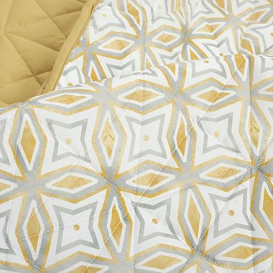 Lush Decor Mid Century Modern Geo Reversible Quilt Set with Shams