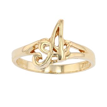 Traditions Jewelry Company 18k Gold Over Silver Script Initial Ring