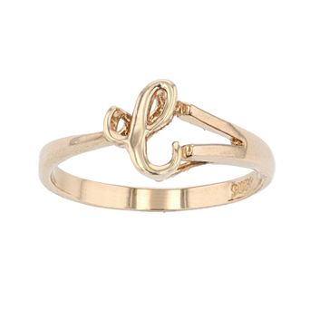Traditions Jewelry Company 18k Gold Over Silver Script Initial Ring