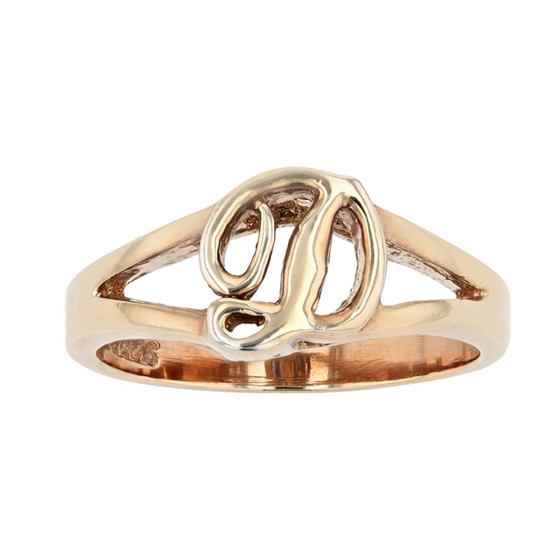 Traditions Jewelry Company 18k Gold Over Silver Script Initial Ring, Women's