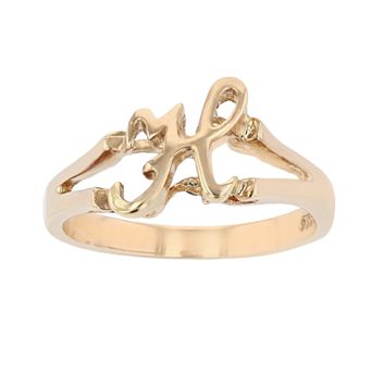 Traditions Jewelry Company 18k Gold Over Silver Script Initial Ring