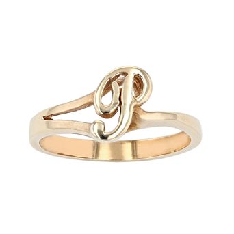 Traditions Jewelry Company 18k Gold Over Silver Script Initial Ring