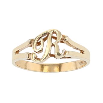 Traditions Jewelry Company 18k Gold Over Silver Script Initial Ring