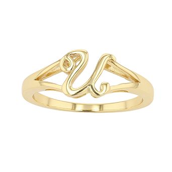 Traditions Jewelry Company 18k Gold Over Silver Script Initial Ring