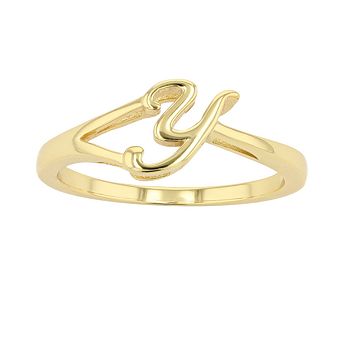 Traditions Jewelry Company 18k Gold Over Silver Script Initial Ring