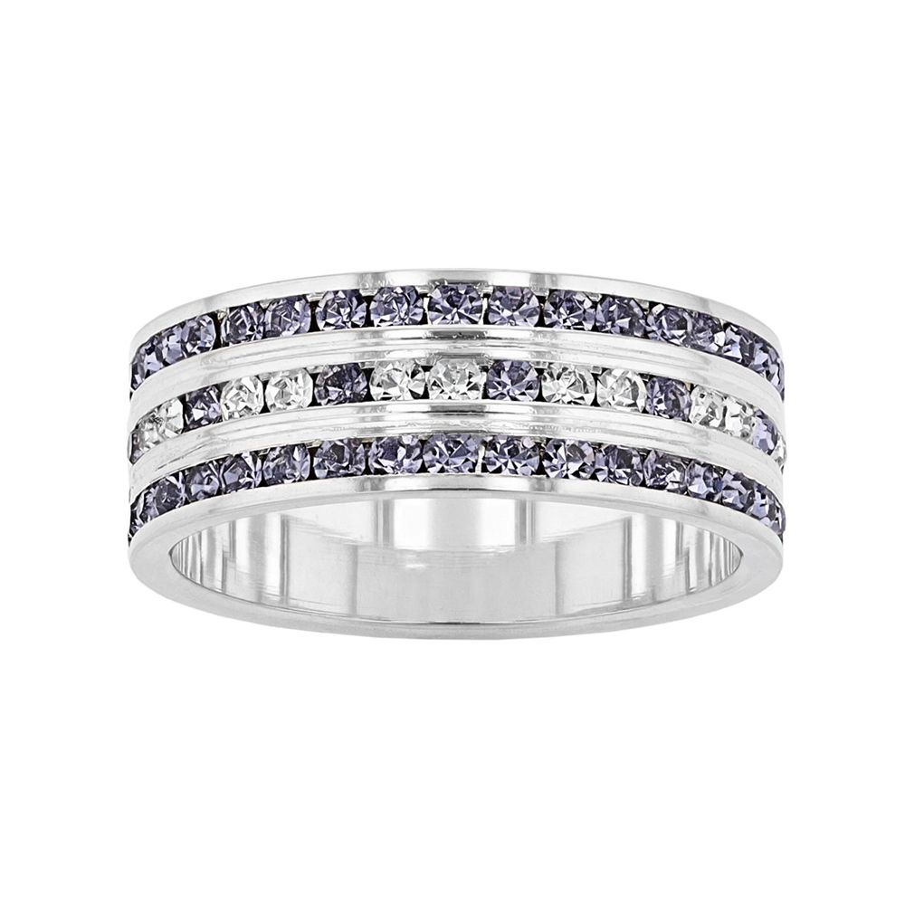 Traditions Jewelry Company Sterling Silver Gray & Clear Crystal Three ...