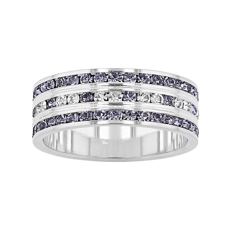 Traditions Jewelry Company Sterling Silver Gray & Clear Crystal Three Row Ring, Women's, Size: 9, Silver Tone Purple