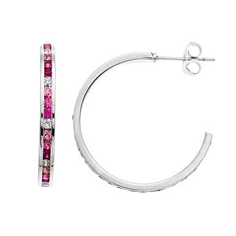 Traditions Jewelry Company Silver Tone Crystal C-Hoop Earrings
