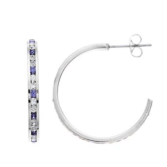 Traditions Jewelry Company Silver Tone Crystal C-Hoop Earrings