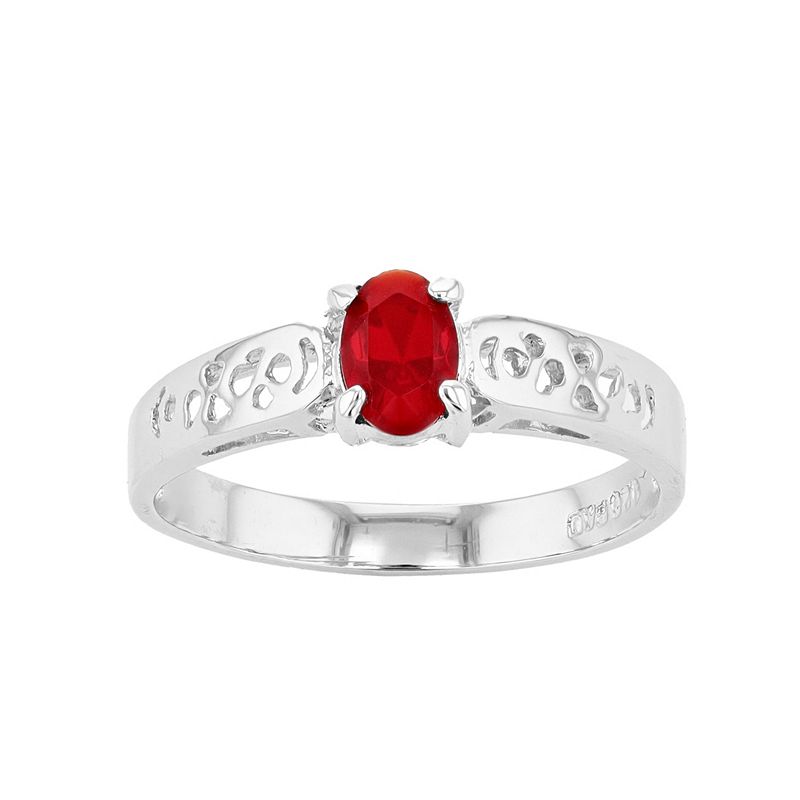 Traditions Jewelry Company Sterling Silver Crystal Birthstone Filigree Ring