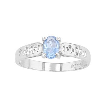 Traditions Jewelry Company Sterling Silver Crystal Birthstone Filigree Ring