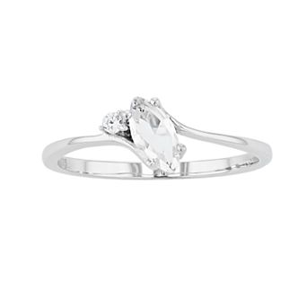 Traditions Jewelry Company Sterling Silver Crystal Birthstone Marquise Ring