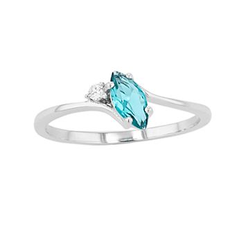 Traditions Jewelry Company Sterling Silver Crystal Birthstone Marquise Ring