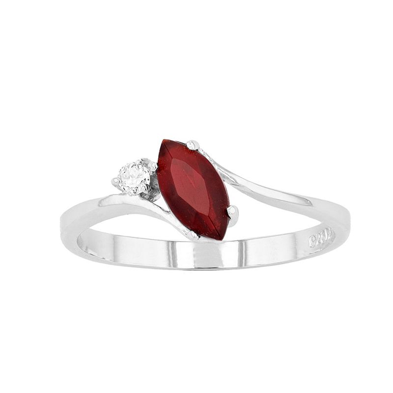 Traditions Jewelry Company Sterling Silver Crystal Birthstone Marquise Ring