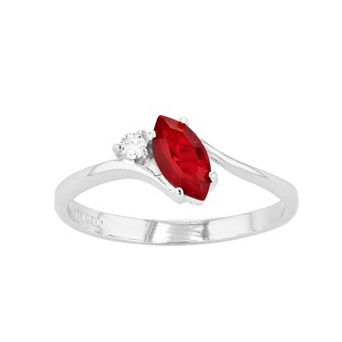 Traditions Jewelry Company Sterling Silver Crystal Birthstone Marquise Ring
