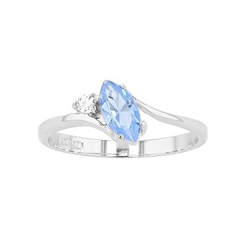 Traditions Jewelry Company Sterling Silver Crystal Birthstone Marquise Ring