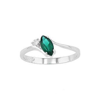 Traditions Jewelry Company Sterling Silver Crystal Birthstone Marquise Ring