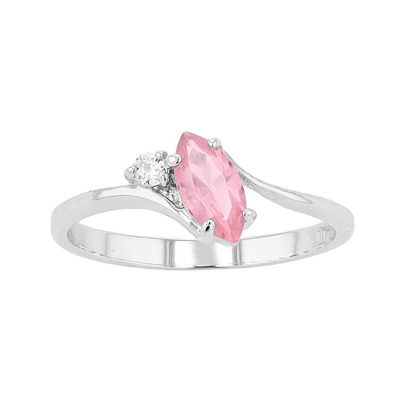 Traditions Jewelry Company Sterling Silver Crystal Birthstone Marquise Ring