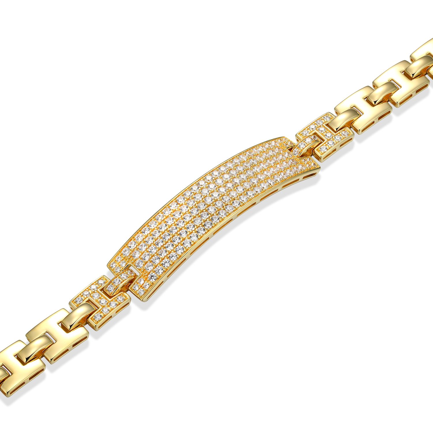 Classic Treasures Men's 18k Gold Over Silver Cubic Zirconia ID