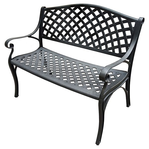 Modern Aluminum Patio Bench - Black - Oakland Living: Weather-Resistant, UV-Protected, Mold-Resistant