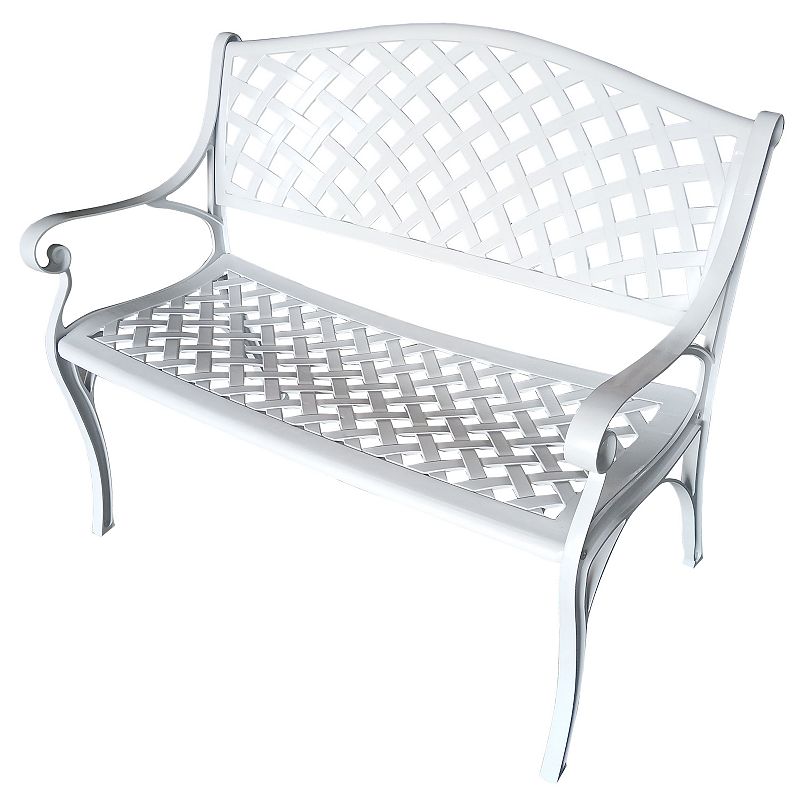 Oakland Living Outdoor Aluminum Modern Black Bronze Grey White Patio Bench Loveseat White