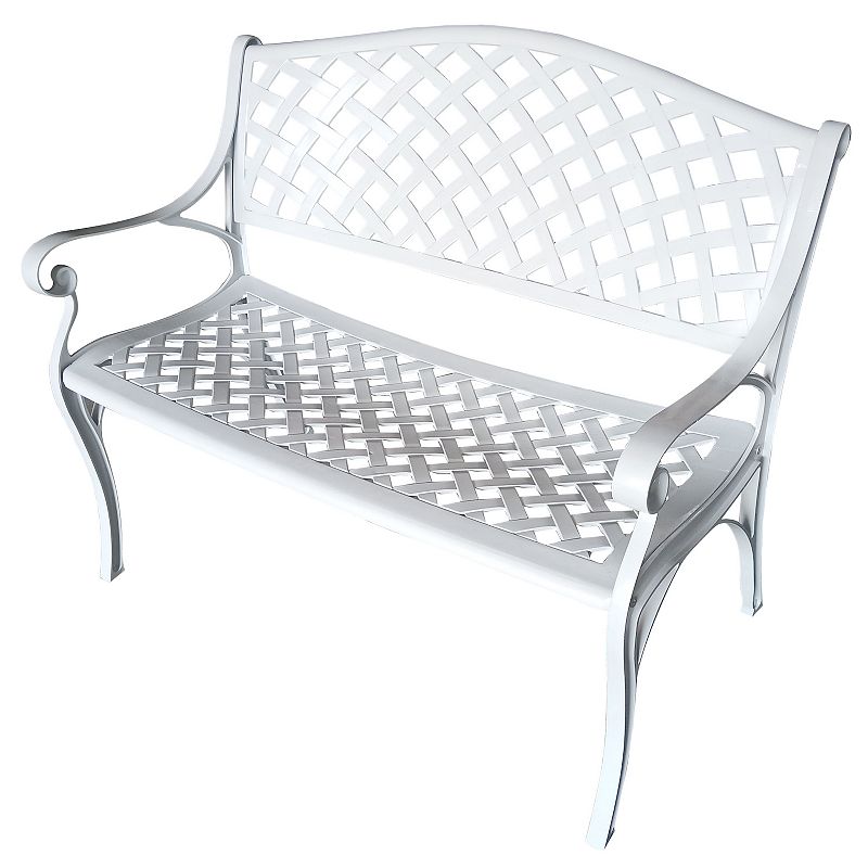 Patio Outdoor Bench Loveseat, White