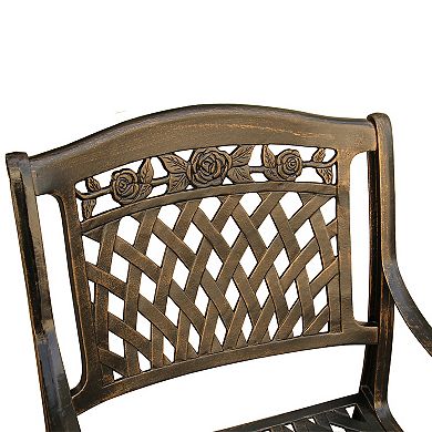 Rose Detail Ornate Lattice Round Dining Table & Chair 5-piece Set
