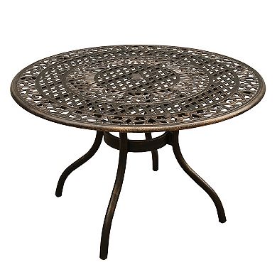 Rose Detail Ornate Lattice Round Dining Table & Chair 5-piece Set