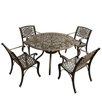 Lattice Ornate Round Dining Table & Chair 5 pc Set
